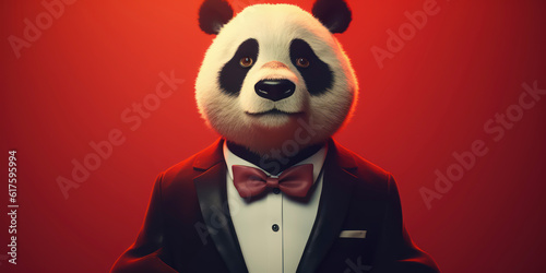 A portrait of a Panda wearing a business suit. AI Generated