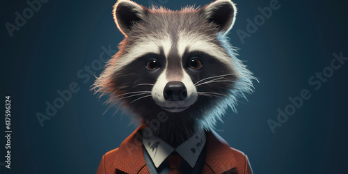 A portrait of a Raccon wearing a business suit. AI Generated photo