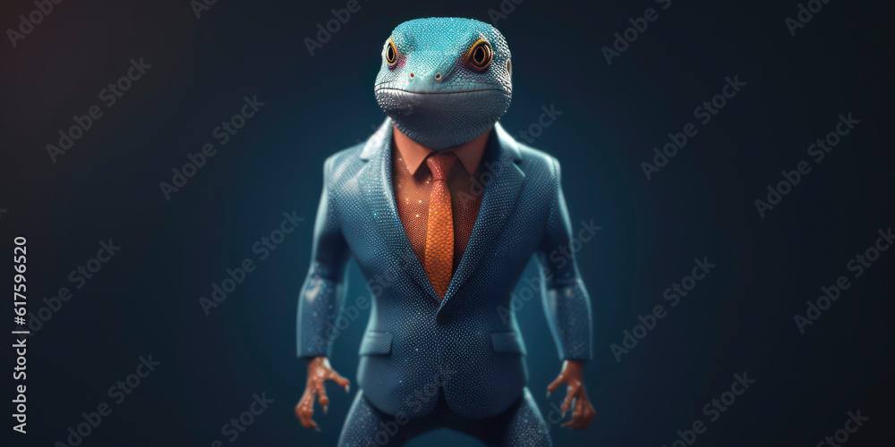 A portrait of a Salamander wearing a business suit. AI Generated A portrait of a Salamander wearing a business suit. AI Generated