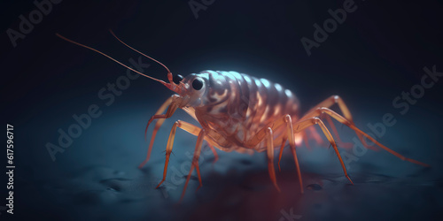 A portrait of a Shrimp wearing a business suit. AI Generated
