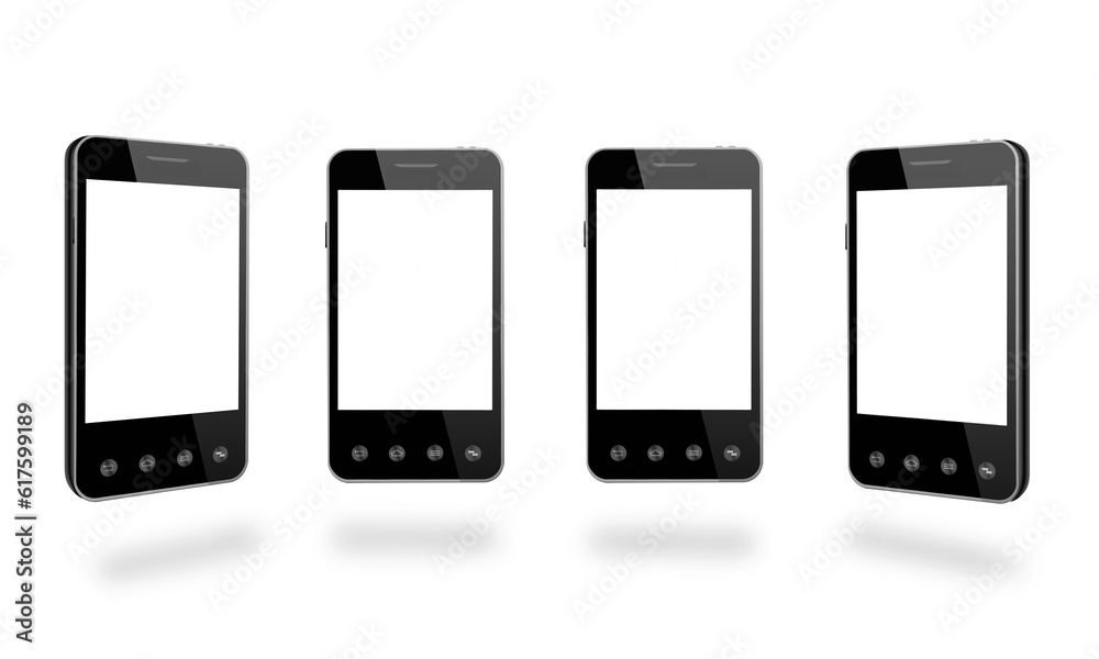four modern smart-phones isolated on the white background four modern smart-phones isolated on the white background