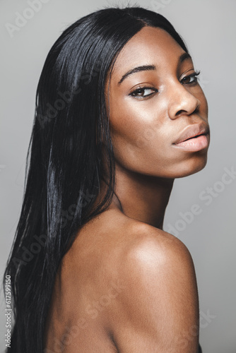 Young black beautiful woman with perfect skin