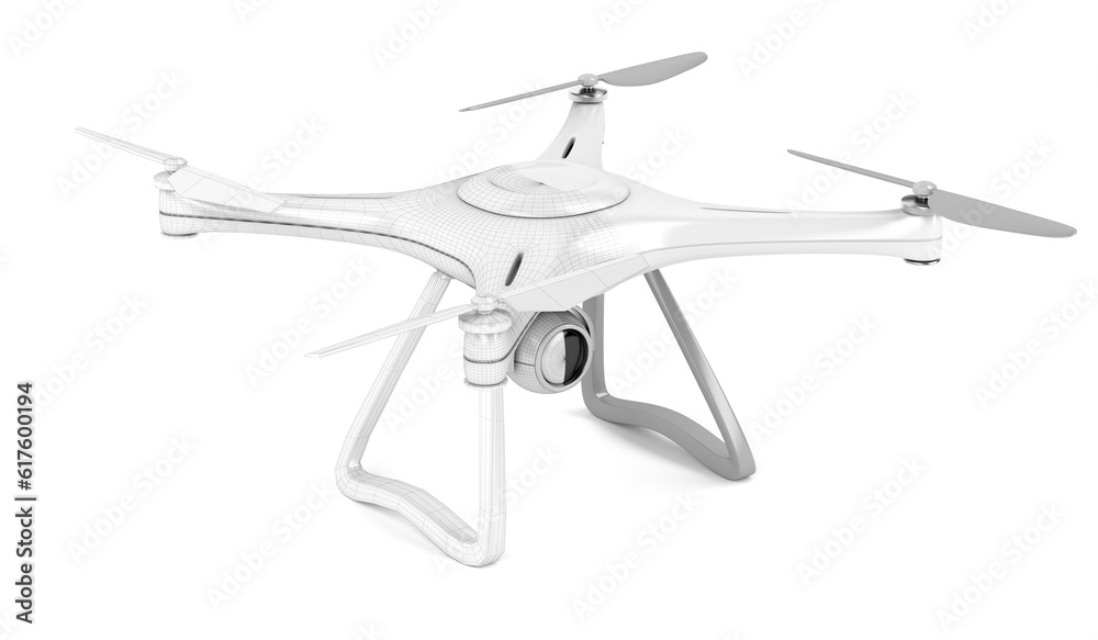 3D model of unmanned aerial vehicle (drone) with visible wire-frame 3D model of unmanned aerial vehicle (drone) with visible wire-frame