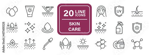 Skin care line icons. Editable stroke. For website marketing design, logo, app, template, ui, etc. Vector illustration.