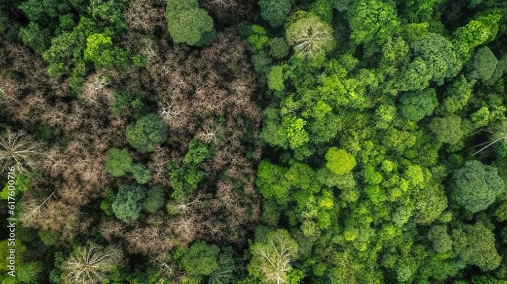 Beyond the Canopy: Aerial Split Image Exposes Deforestation and Logging in Rainforests