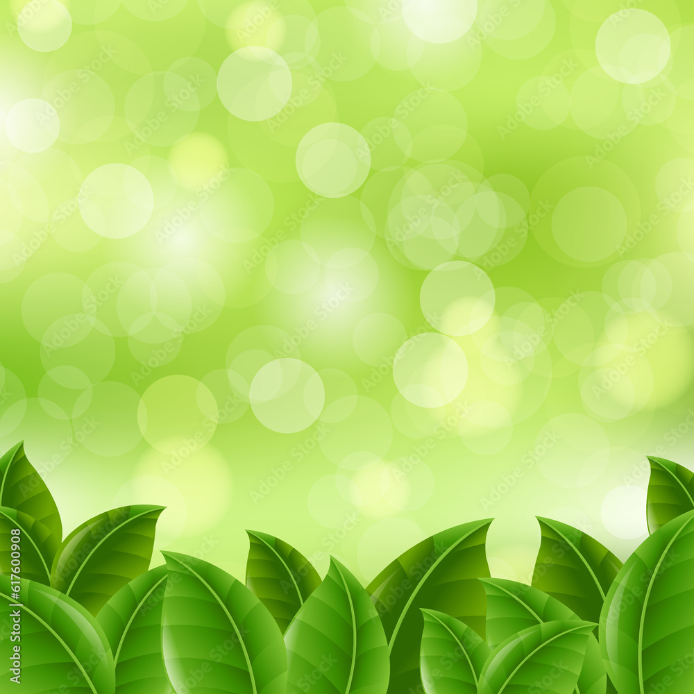 Green Banner With Leaves Gradient Mesh, Vector Illustration Green Banner With Leaves Gradient Mesh, Vector Illustration