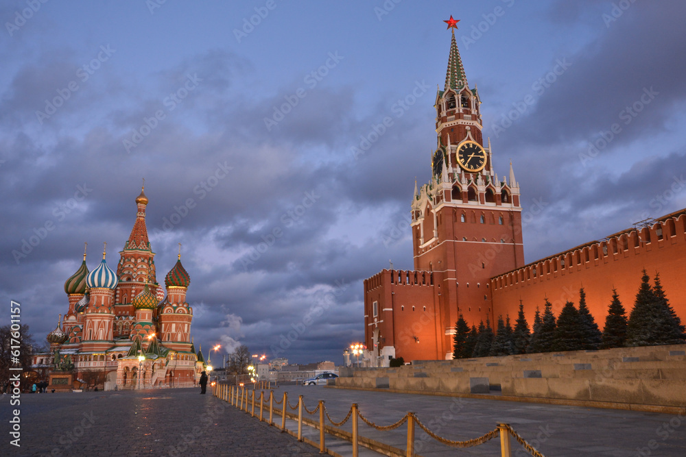 Evening on the Red Square of Moscow. Center of the Russian capital.