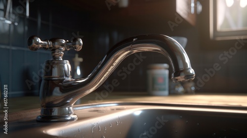 Luxury vintage faucet in the bathroom.