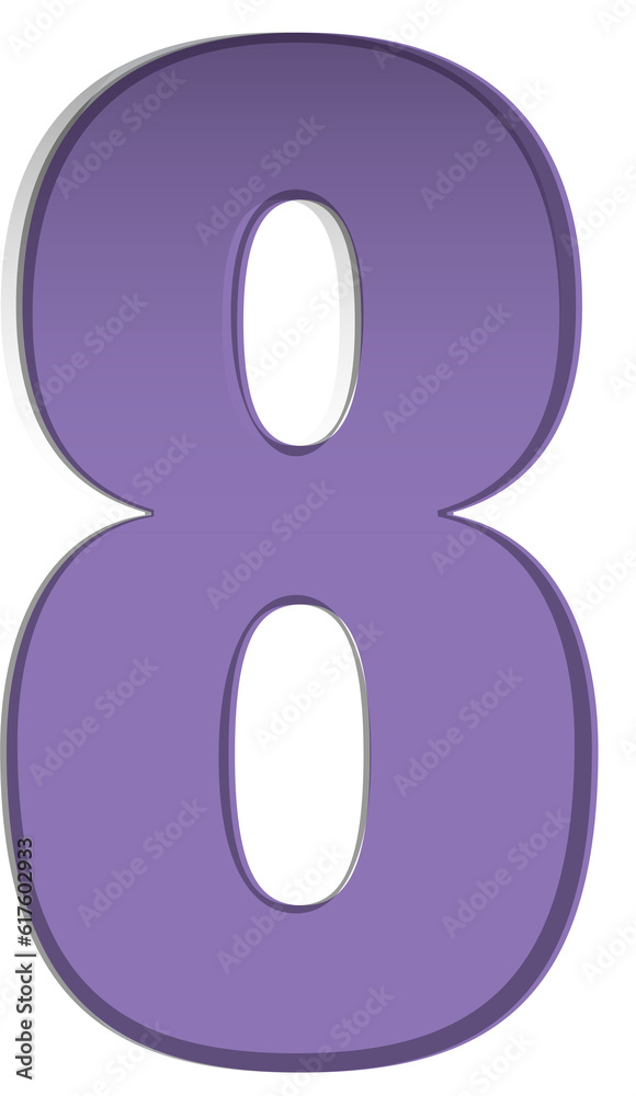 Purple font, number 8