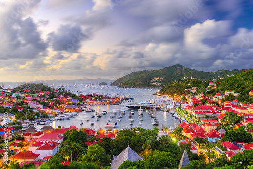 Fototapeta Naklejka Na Ścianę i Meble -  Saint Barthelemy skyline and harbor in the West Indies of the Caribbean.