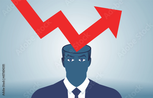 The idea of improvement or progress, conquering adversity, self-improvement, rebound, economic recovery, return to profitability, the arrow falling to the brain when rebounding up