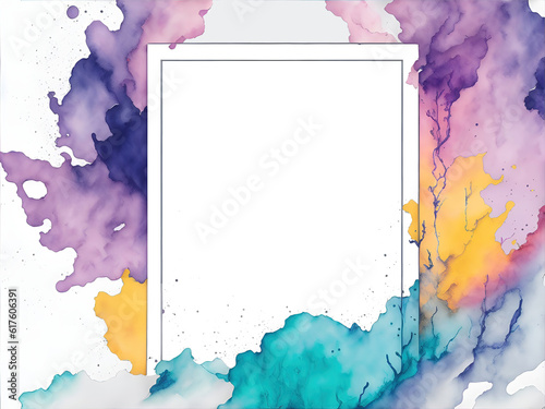 Watercolor frame, copy space for text inside frame.