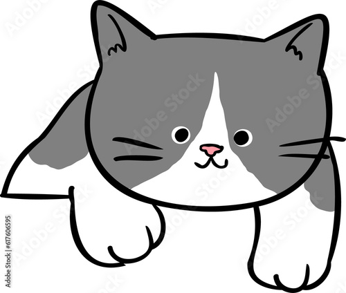 Cute Hand Drawn Cartoon Cat Head Character