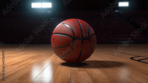Basketball in a arena in blurred background , Create With Generative Ai