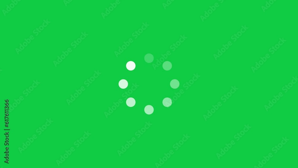 Loading progress circle buffering wheel seamless animation on green background