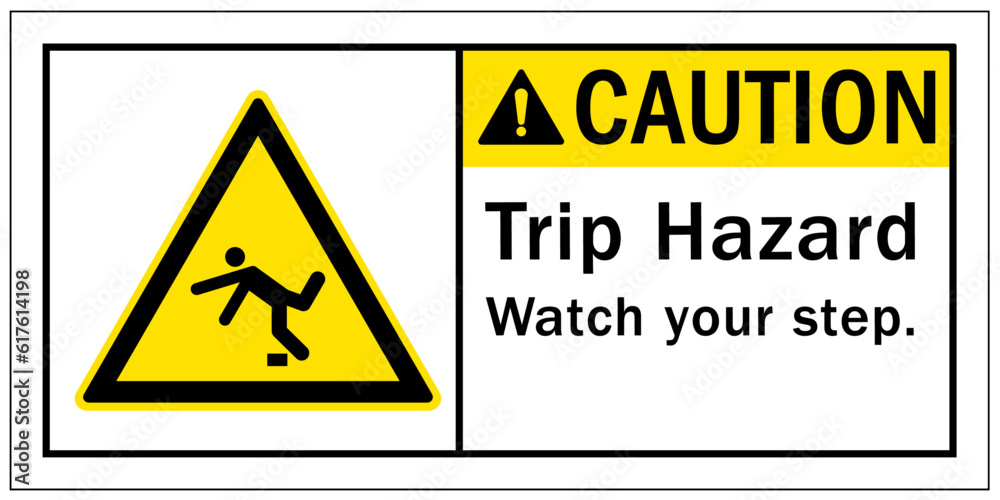Slip and trip hazard sign and labels watch your step Stock Vector