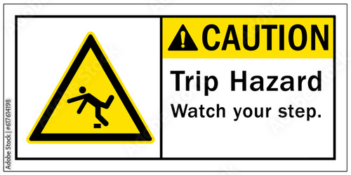 Slip and trip hazard sign and labels watch your step