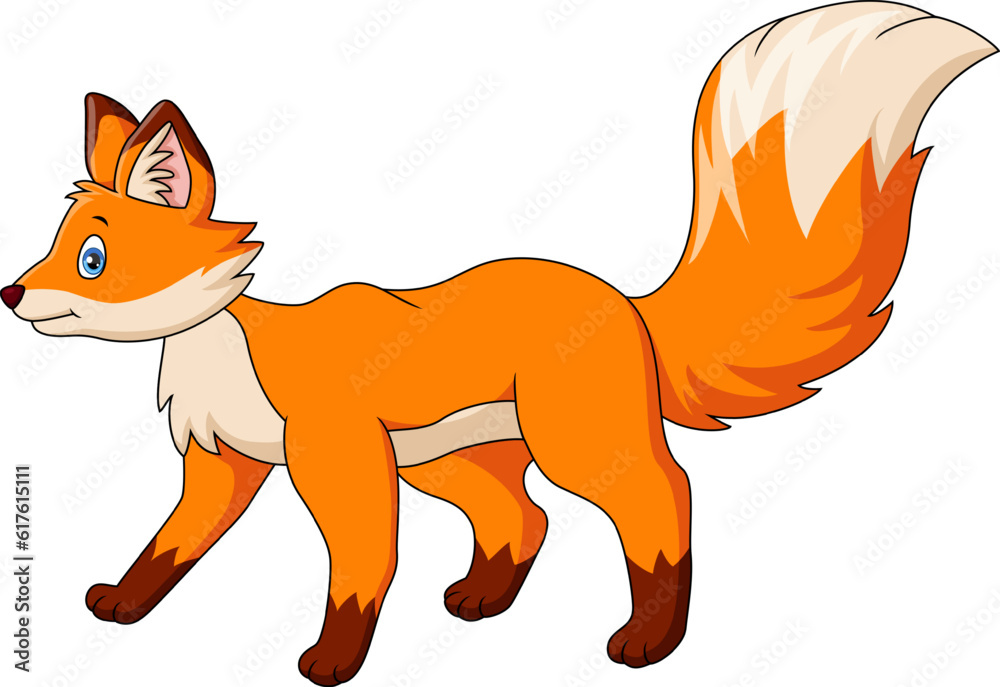 Obraz premium Cute fox cartoon on white background