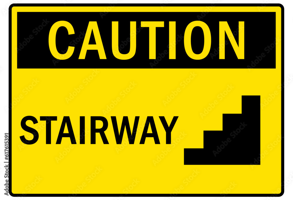 Fototapeta premium Step up warning sign and labels stairway