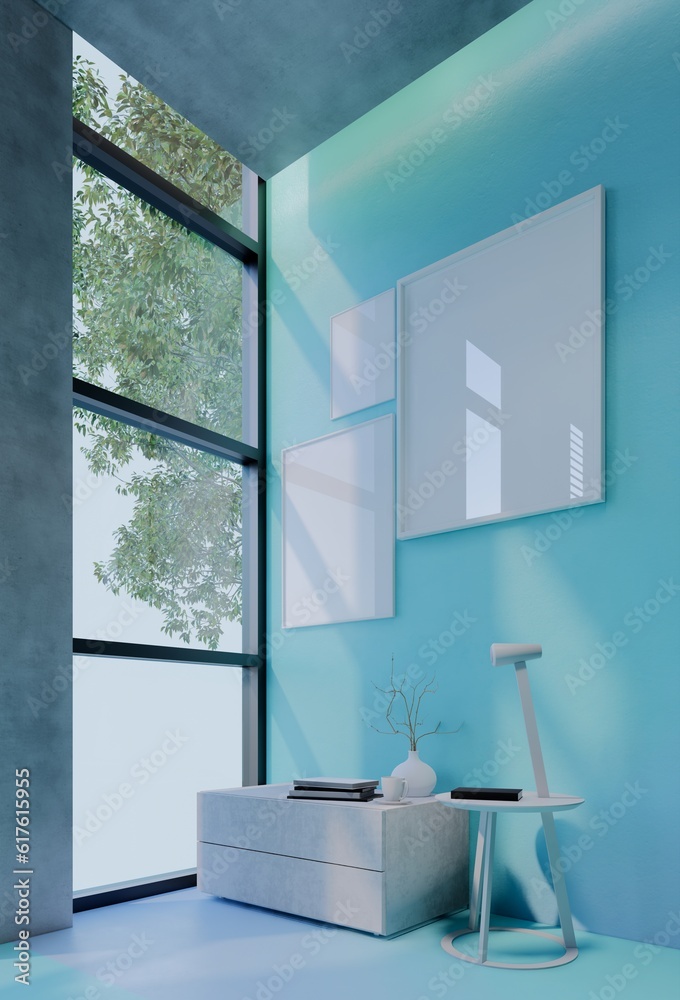 Modern dining room interior design contemporary, with natural tones on the room, walls, floor and ceiling. 3d rendering illustration Modern dining room interior design contemporary, with natural tones on the room, walls, floor and ceiling. 3d rendering illustration