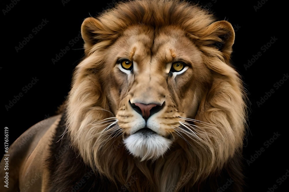 Powerful male king lion generated by AI tool
