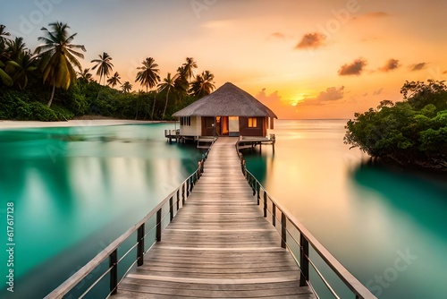 colorful beach house on a vibrant tropical