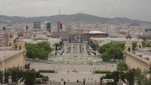 View of the Four Columns also known as Ionic columns on the square of Josep Puig i Cadafalch in Barcelona photo