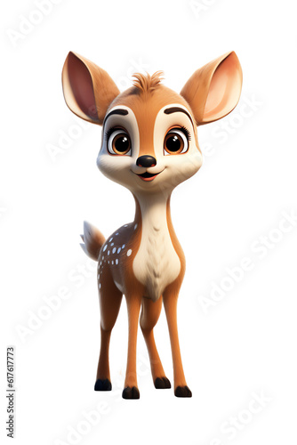 Brown Deer for children: Cute Avatar in a Playful 3D Toy Glade. Generative AI