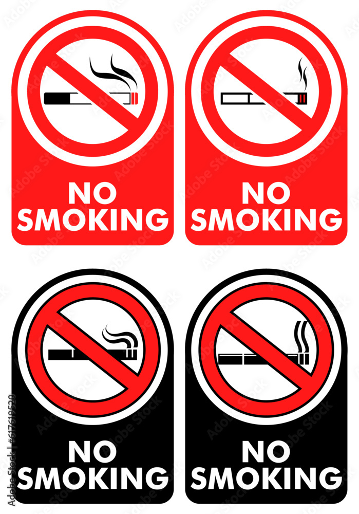 Set modern sign no smoking attention symbol vector illustration Set modern sign no smoking attention symbol vector illustration