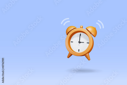 Alarm clock ringing to remind for wake up or deadline time. 3D vector.