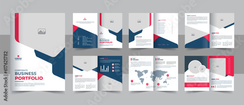 Corporate business presentation guide brochure template with cover, back and inside pages, company profile brochure design