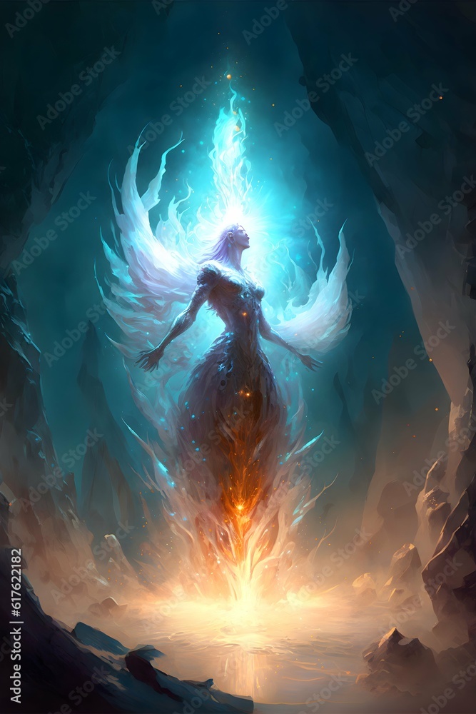 Obraz premium shinning elemental bright light white light fantasy illustration 