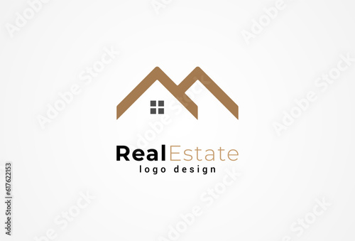 Real Estate Logo, Letter M with home combination, suitable for Architecture Building apps logo design