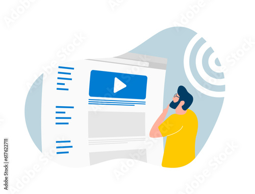 Online Advertising - Programmatic and Native ads concept. Media promotion with digital banner blocks on websites. Effective marketing strategy. Illustration isolated on white background