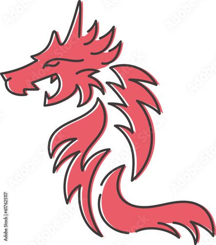 Wallpaper Mural 炎のようなドラゴンのデザインのイラスト アウトライン Torontodigital.ca