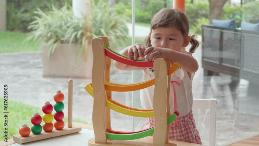 Little Girl Playing With Car Racing Ramp - Pushing Colourful Cars ...