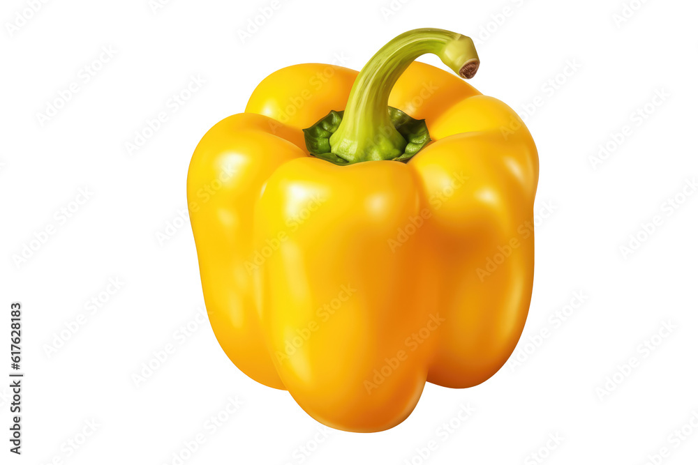 yellow bell pepper, transparent background (PNG). Generative AI. yellow bell pepper, transparent background (PNG). Generative AI.