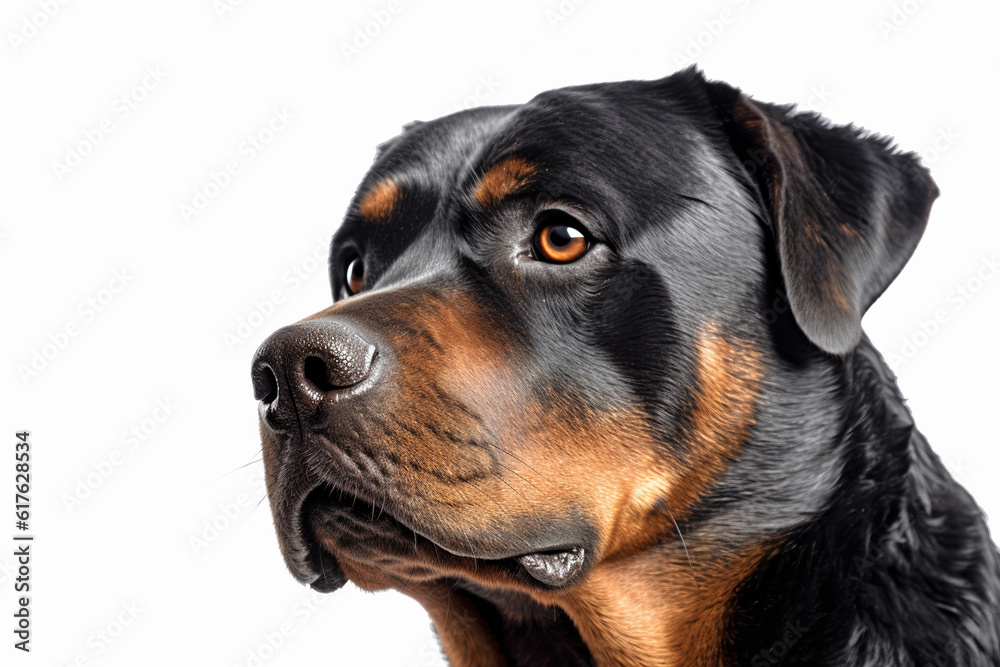 Portrait of Rottweiler dog on white background Portrait of Rottweiler dog on white background