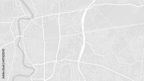 Background Tangerang map  Indonesia  white and light grey city poster. Vector map with roads and water. Widescreen proportion  flat design roadmap.