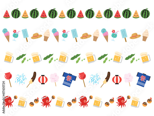 夏のアイコンセット　飾り罫