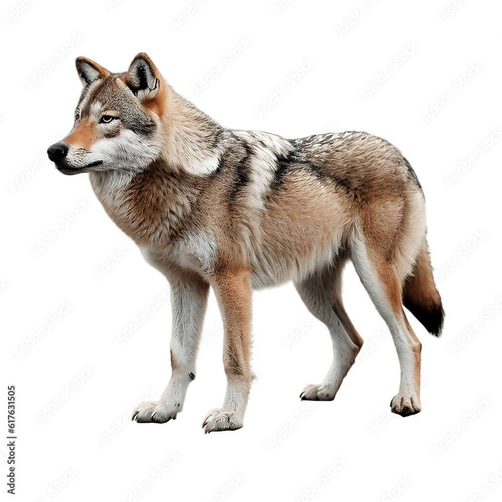 wolf isolated on white. Generative AI