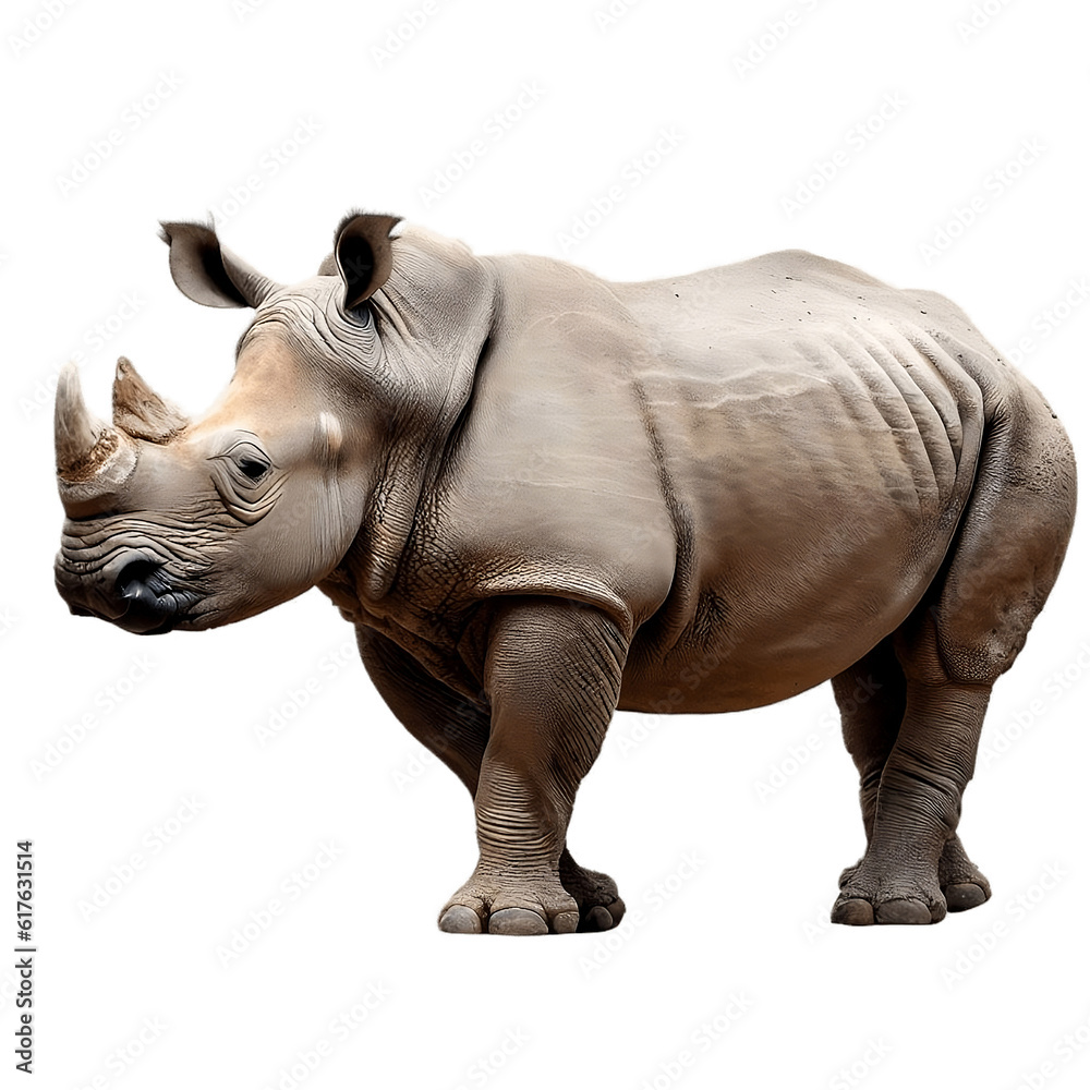 rhino isolated on white background. Generative AI