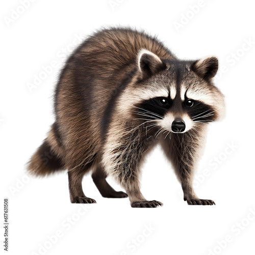 Raccoon isolated on transparent background. Generative AI