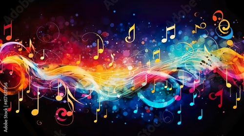 Colorful music background with musical notes