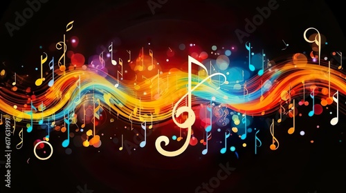 Colorful music background with musical notes