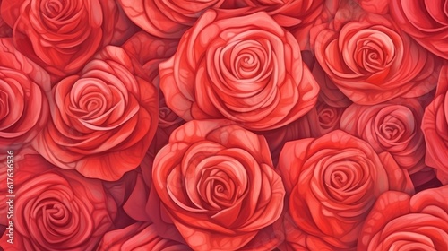 An illustration of a background with red rose. (Illustration, Generative AI)