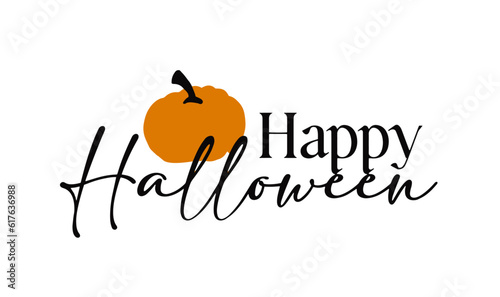 happy halloween vector text with pumpkin