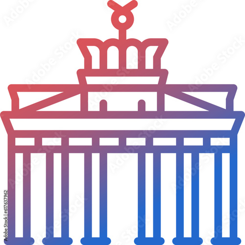 brandenburg gate gradient line icon