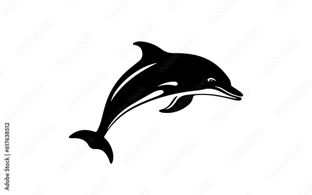 Fototapeta premium Dolphin shape isolated illustration with black and white style for template.