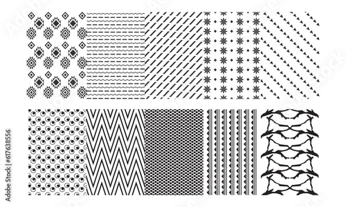 Set of geometric patterns for wallpaper wrapping, pattern filling, web background, texture. Vector Illustration.